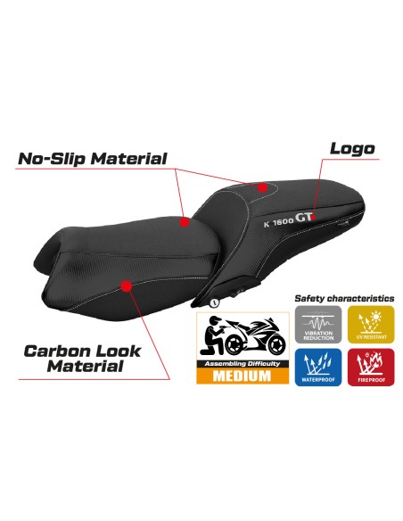 Funda de asiento compatible BMW K 1600 GT (10-22) modelo Tropea Color