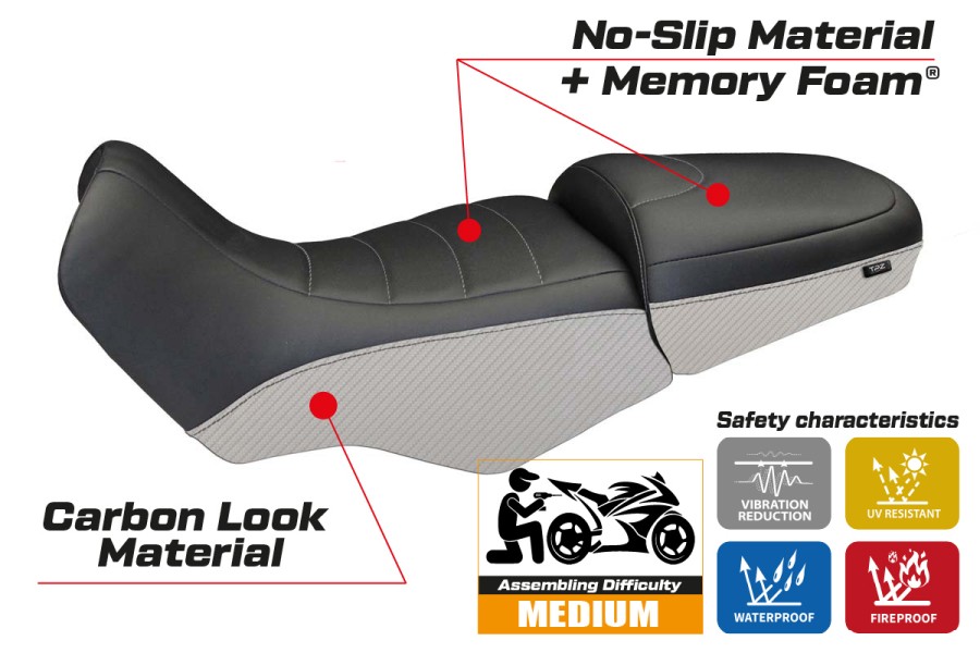 Rivestimento sella compatibile BMW R 1100/1150 GS (94-03) modello Firenze Carbon Color comfort system