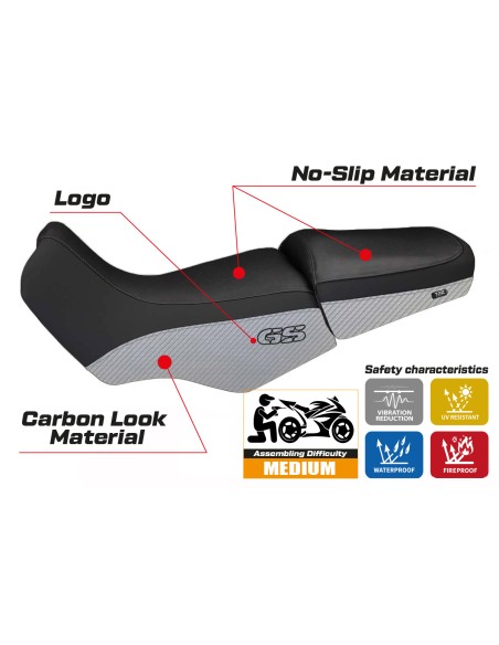 Rivestimento sella compatibile BMW R 1100/1150 GS (94-03) modello Livorno Carbon Color