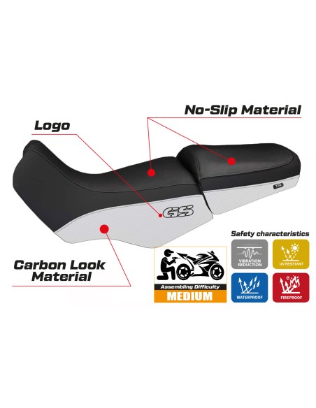 Housse de selle compatible BMW R 1100/1150 GS (94-03) modèle Livorno Carbon Color