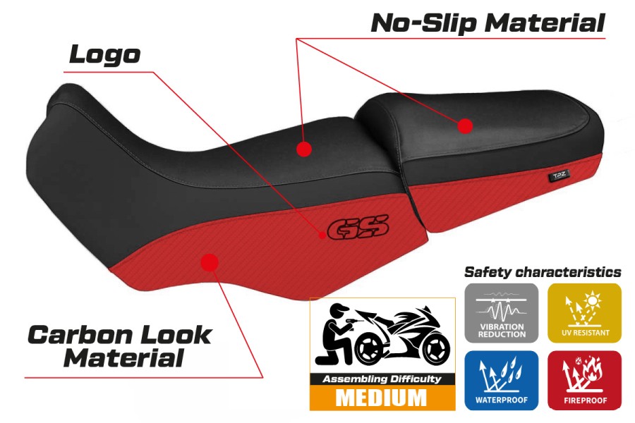 Housse de selle compatible BMW R 1100/1150 GS (94-03) modèle Livorno Carbon Color