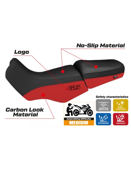 Housse de selle compatible BMW R 1100/1150 GS (94-03) modèle Livorno Carbon Color