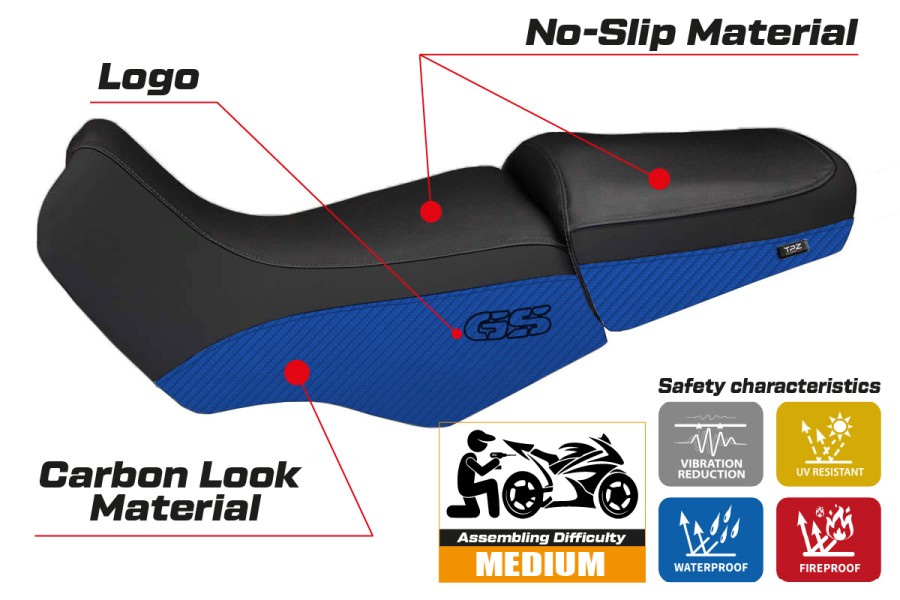 Seat cover compatible BMW R 1100/1150 GS (94-03) Livorno Carbon Color model