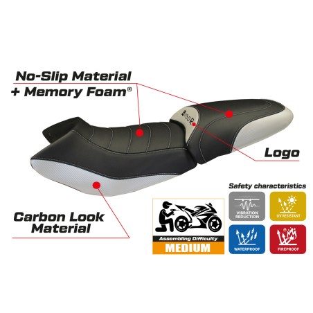 Seat cover compatible BMW R 1150 R (00-07) Massimo Carbon Color model
