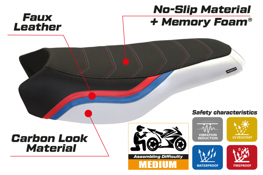 Rivestimento sella compatibile BMW R 1200/1250 GS Rallye (17-22) modello Bonn 2 comfort system