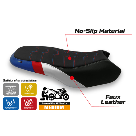 Funda de asiento compatible BMW R 1200/1250 GS Rallye (17-22) modelo Magherno