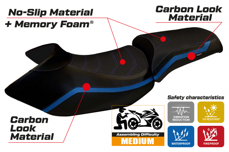 Seat cover compatible BMW R 1200 GS (05-12) Lione 4 comfort system model