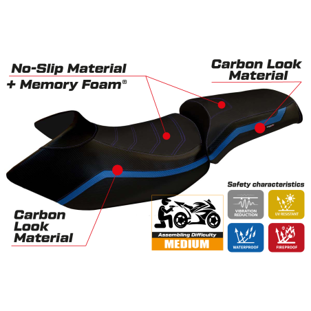 Housse de selle compatible BMW R 1200 GS (05-12) modèle Lione 4 comfort system