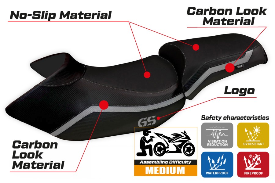 Rivestimento sella compatibile BMW R 1200 GS (05-12) modello Lione 4