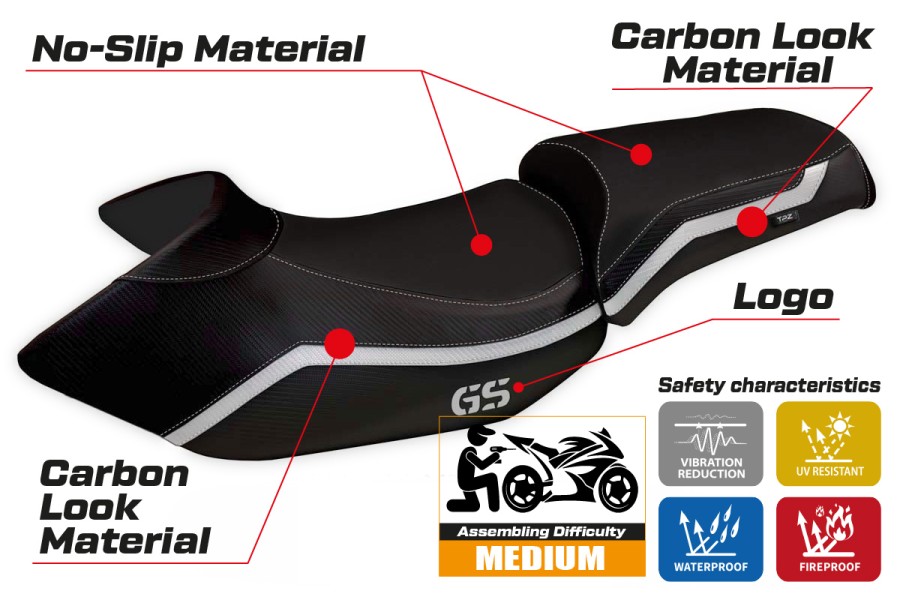 Funda de asiento compatible BMW R 1200 GS (05-12) Lyon 4 modelo