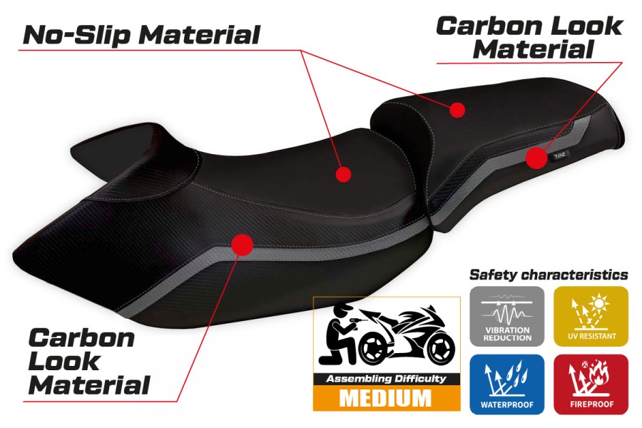 Funda de asiento compatible BMW R 1200 GS (05-12) Lyon 4 modelo