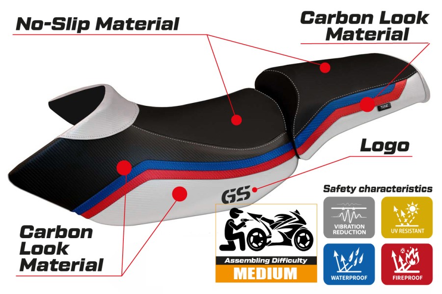 Seat cover compatible BMW R 1200 GS (05-12) Lione 1 model