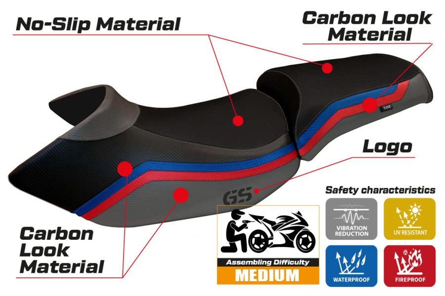 Seat cover compatible BMW R 1200 GS (05-12) Lione 1 model