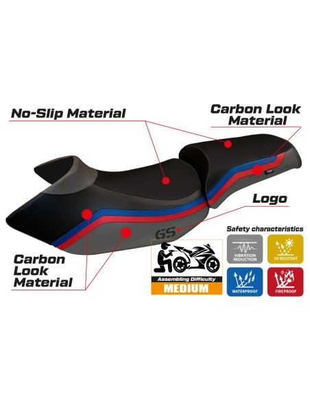 Housse de selle compatible BMW R 1200 GS (05-12) modèle Lyon 1