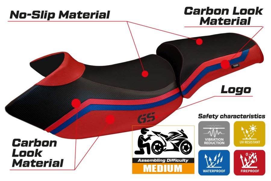 Rivestimento sella compatibile BMW R 1200 GS (05-12) modello Lione 1