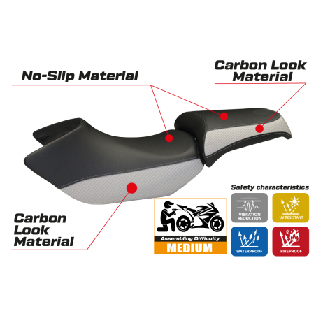 Funda de asiento compatible BMW R 1200 GS (05-12) modelo Siracusa Color