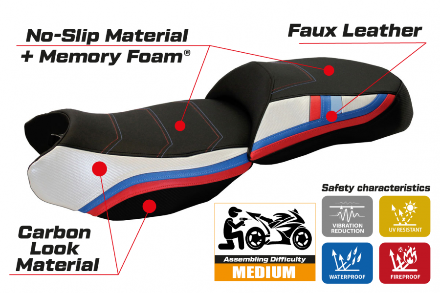 Sitzbezug kompatibel BMW R 1200 GS (13-18) Modell Exclusive Anniversary comfort system