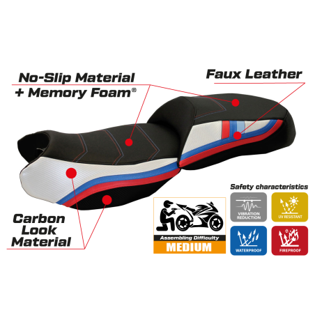 Rivestimento sella compatibile BMW R 1200 GS (13-18) modello Exclusive Anniversary comfort system