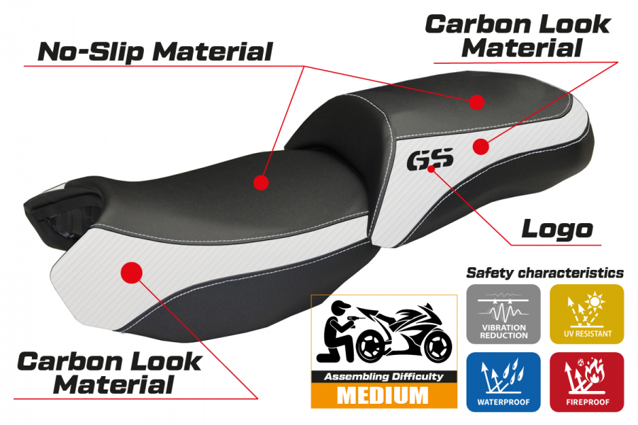 Rivestimento sella compatibile BMW R 1200 GS (13-18) modello Ortigia 2