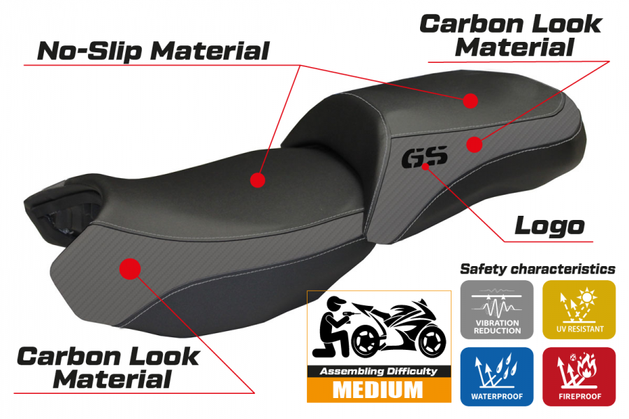 Seat cover compatible BMW R 1200 GS (13-18) Ortigia 2 model