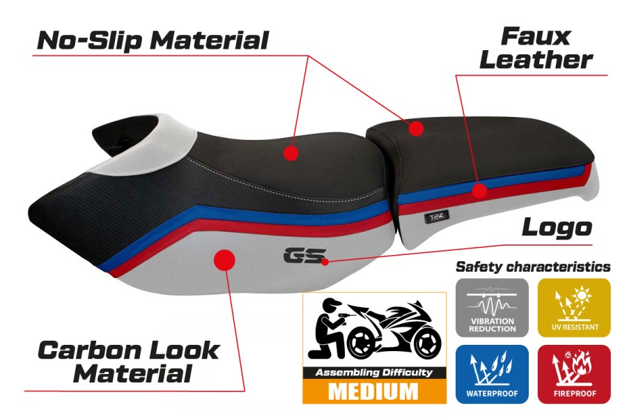 Funda de asiento compatible BMW R 1200 GS Adventure (06-12) modelo Ionia 1