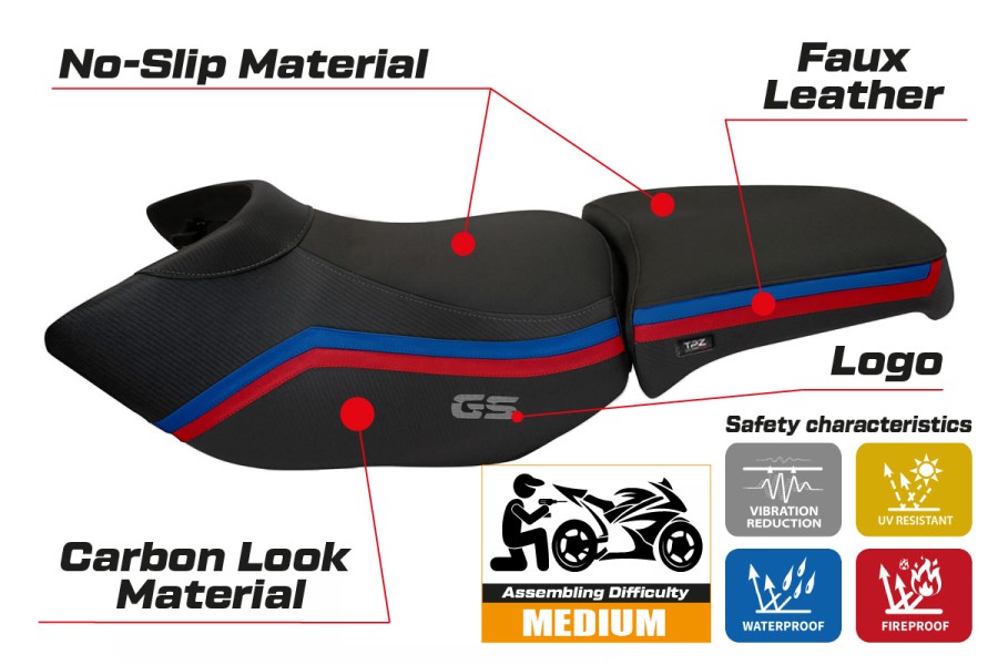 Housse de selle compatible BMW R 1200 GS Adventure (06-12) modèle Ionia 1