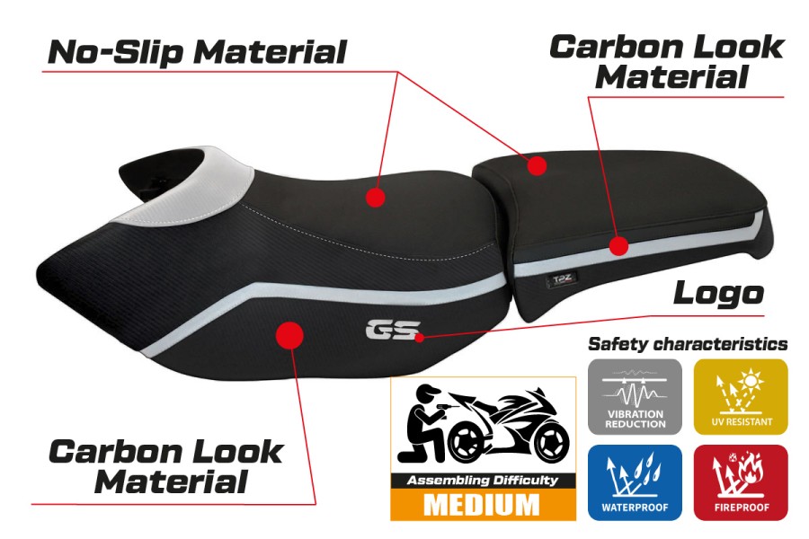 Funda de asiento compatible BMW R 1200 GS Adventure (06-12) modelo Ionia 4