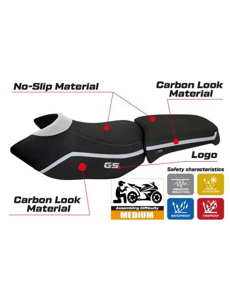 Funda de asiento compatible BMW R 1200 GS Adventure (06-12) modelo Ionia 4