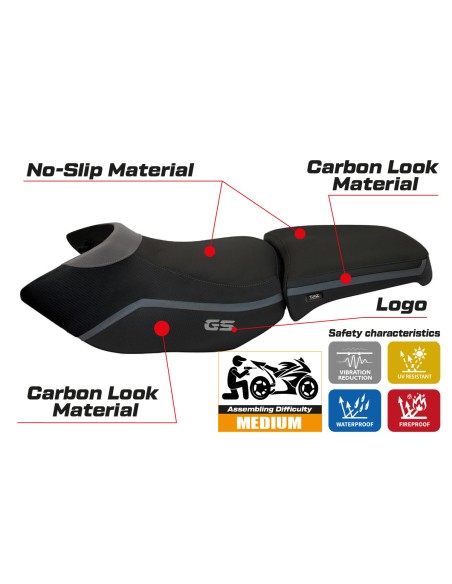 Funda de asiento compatible BMW R 1200 GS Adventure (06-12) modelo Ionia 4