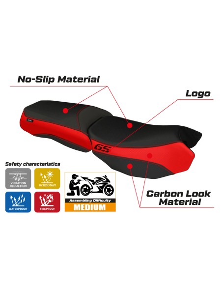 Seat cover compatible BMW R 1200 GS Adventure (13-18) Bologna Carbon Color model