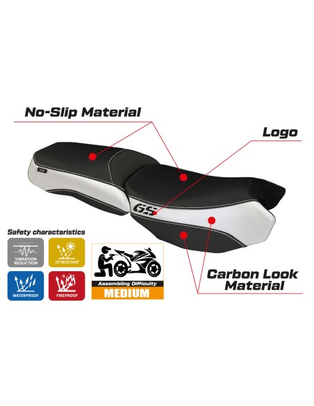 Sitzbezug kompatibel BMW R 1200 GS Adventure (13-18) Modell Bologna Carbon Color