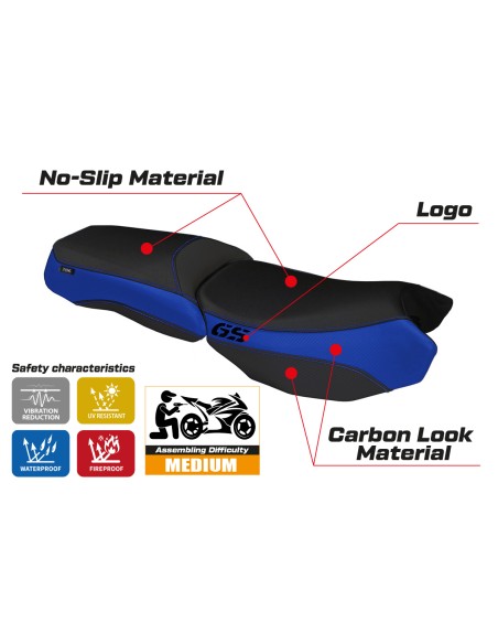Rivestimento sella compatibile BMW R 1200 GS Adventure (13-18) modello Bologna Carbon Color