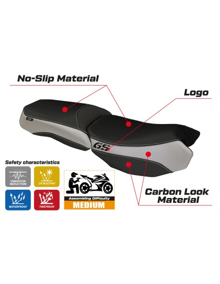 Seat cover compatible BMW R 1200 GS Adventure (13-18) Bologna Carbon Color model