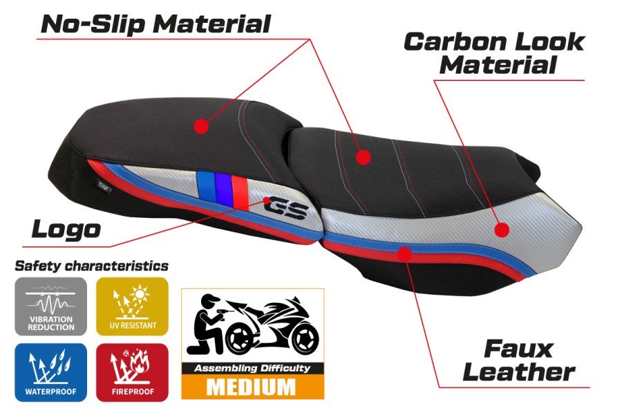 Housse de selle compatible BMW R 1200 GS Adventure (13-18) modèle exclusive Anniversary