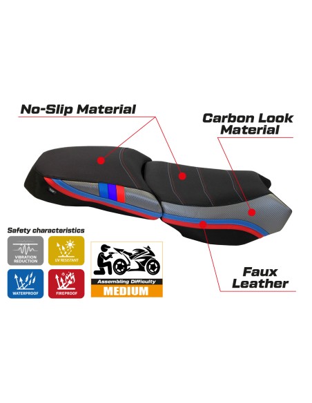 Funda de asiento compatible con BMW R 1200 GS Adventure (13-18) Modelo exclusivo de aniversario