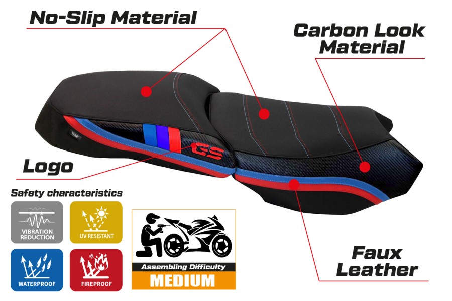 Seat cover compatible BMW R 1200 GS Adventure (13-18) Exclusive Anniversary model