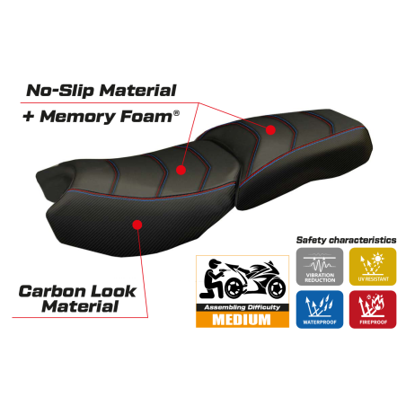 Seat cover compatible BMW R 1200 GS Adventure (13-18) Original Carbon Color comfort system model