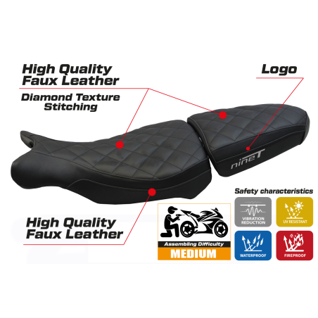 Housse de selle compatible BMW R 1200 NINE T (14-22) modèle Arnes