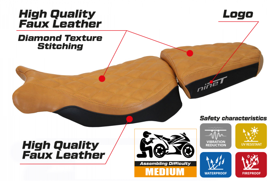 Housse de selle compatible BMW R 1200 NINE T (14-22) modèle Arnes