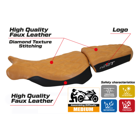 Housse de selle compatible BMW R 1200 NINE T (14-22) modèle Arnes