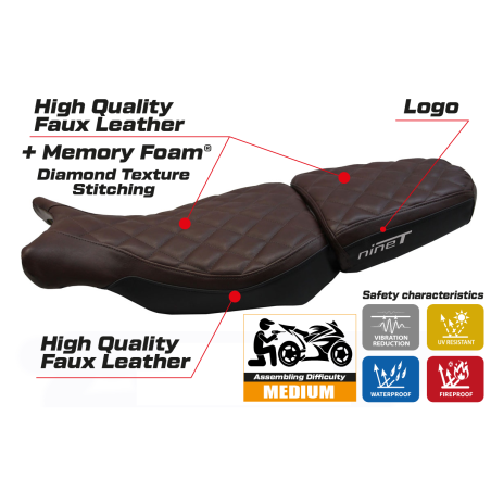 Housse de selle compatible BMW R 1200 NINE T (14-22) modèle Batea comfort system