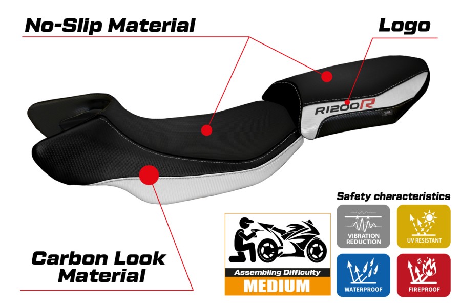 Rivestimento sella compatibile BMW R 1200 R (15-18) modello Aurelia Color 2