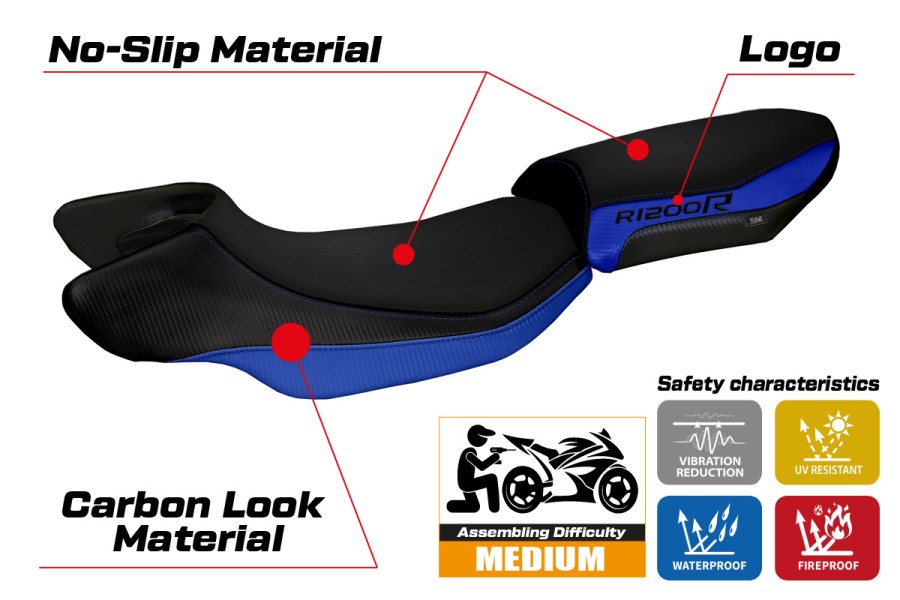 Rivestimento sella compatibile BMW R 1200 R (15-18) modello Aurelia Color 2