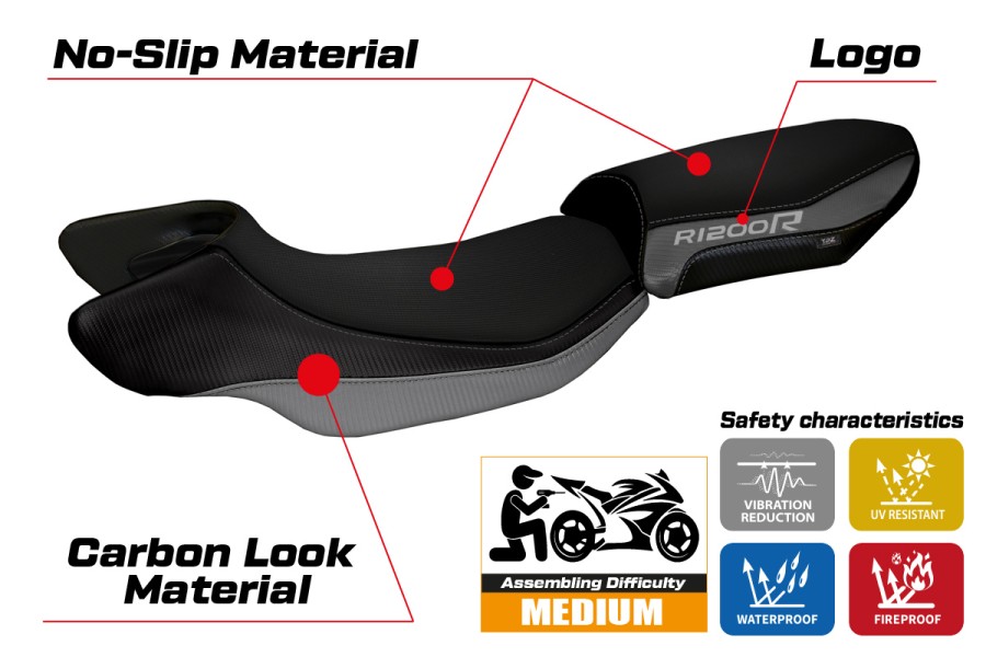 Funda de asiento compatible BMW R 1200 R (15-18) modelo Aurelia Color 2