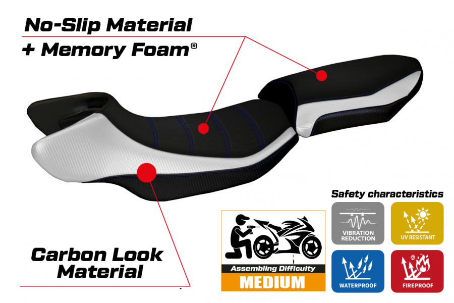 Housse de selle compatible BMW R 1200 RS (15-19) modèle Aurelia Color RS comfort system