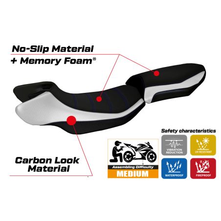 Housse de selle compatible BMW R 1200 RS (15-19) modèle Aurelia Color RS comfort system