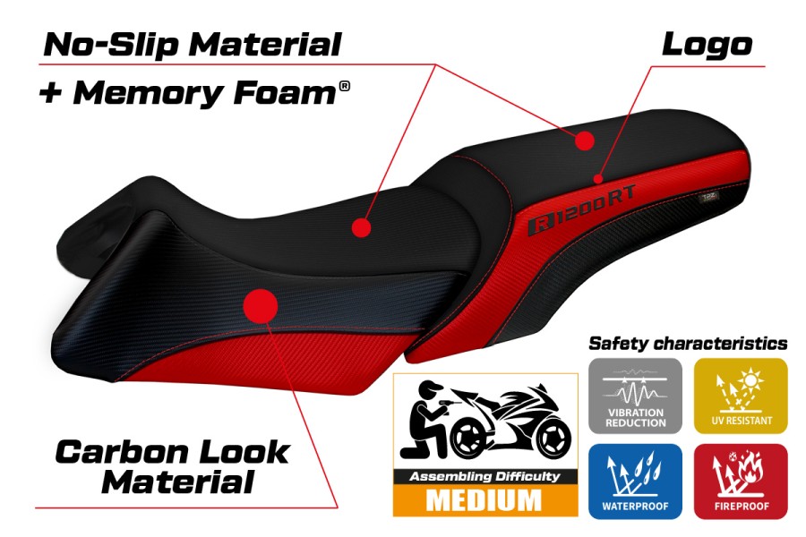 Housse de selle compatible BMW R 1200 RT (06-13) modèle Roberto