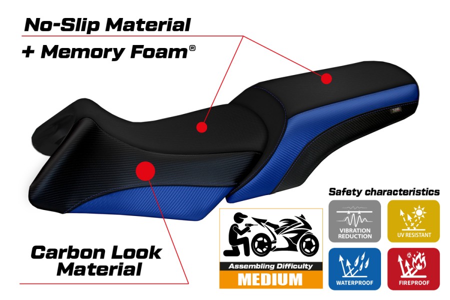Housse de selle compatible BMW R 1200 RT (06-13) modèle Roberto
