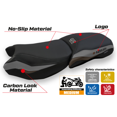 Housse de selle compatible BMW R 1250 GS Adventure (19-22) modèle Baceno 3
