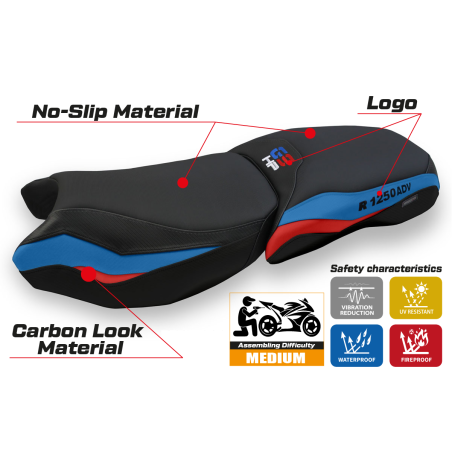 Funda de asiento compatible con BMW R 1250 GS Adventure (19-22) modelo Baceno